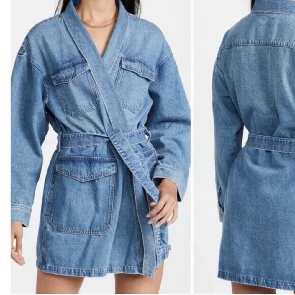 Boyish Light Blue Denim Wrap Jacket